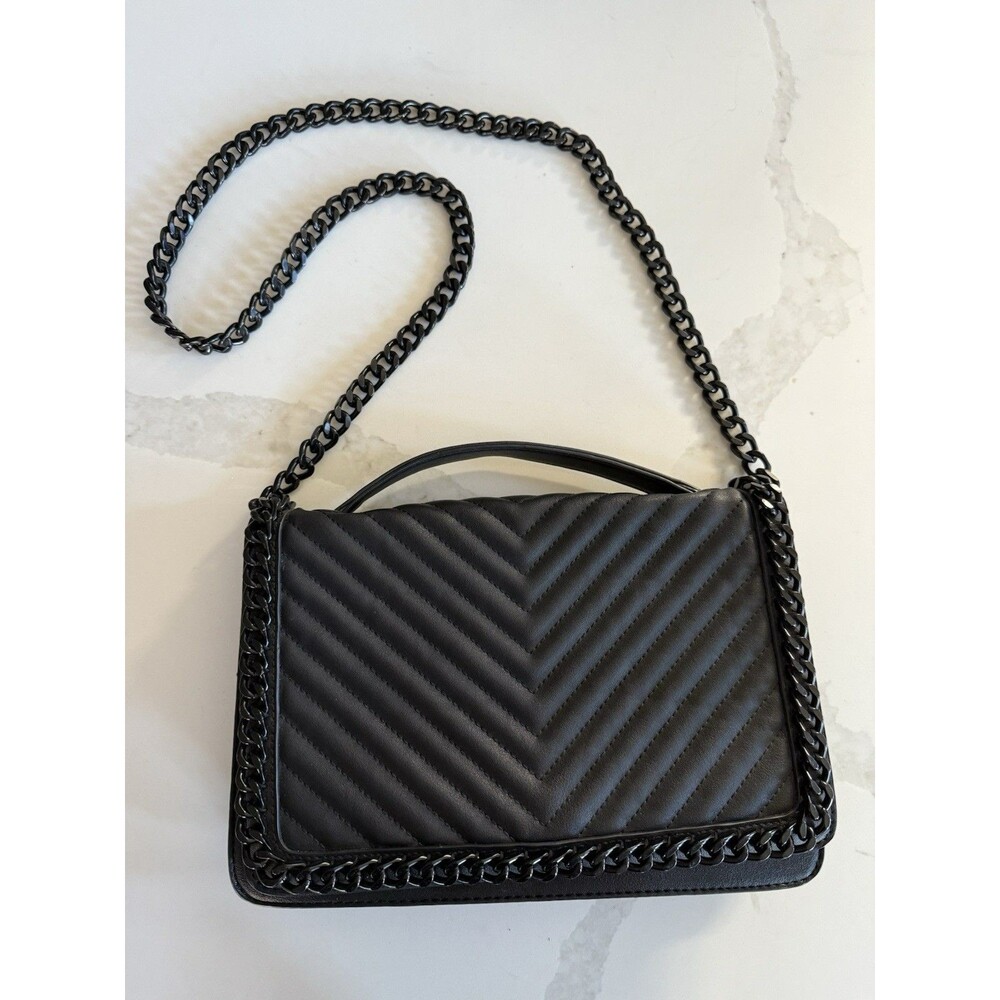ALDO Black Greenwald Crossbody Bag Purse With Shoulder Chain Zip Pocket NICE!